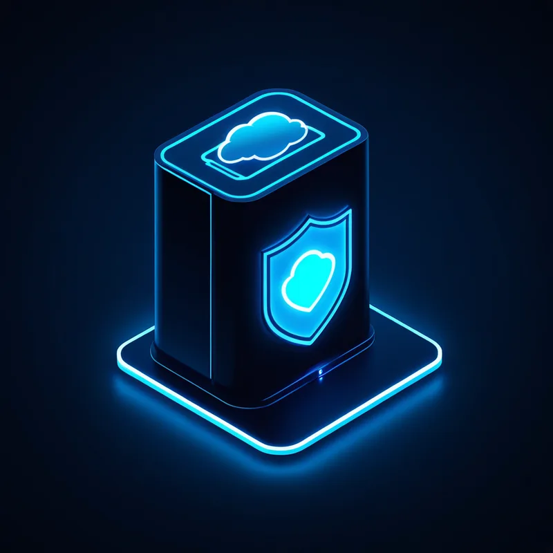 Ilustración 3D de almacenamiento en la nube para backups