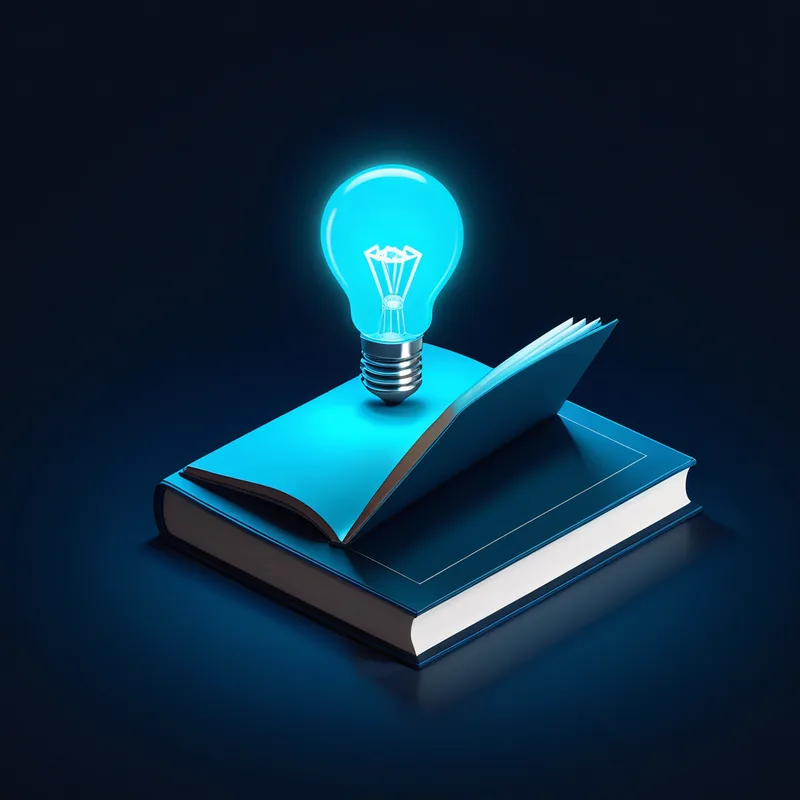 Ilustración 3D de un libro con recursos técnicos y engranajes