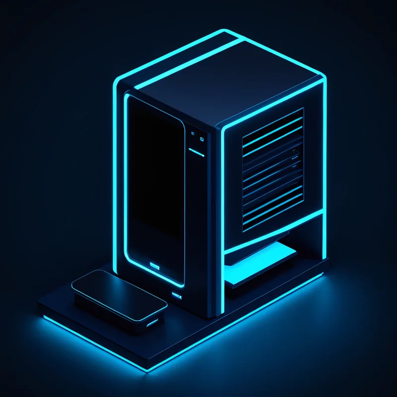 Ilustración 3D de un servidor cloud VPS con torres de rack